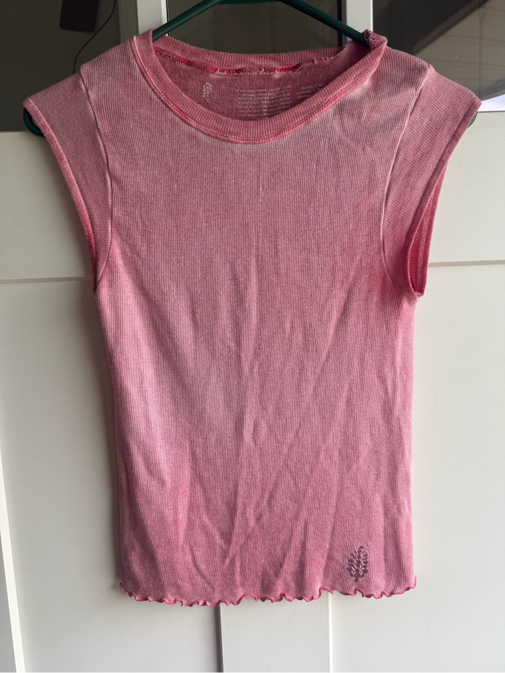 FP Movement by Free People Pink Ribbed Tank with Lettuce Hem